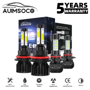 For Ford F250 F350 2001-2004 6500K 9007 LED Headlight+9145 Fog Bulbs Super Duty - Picture 1 of 15