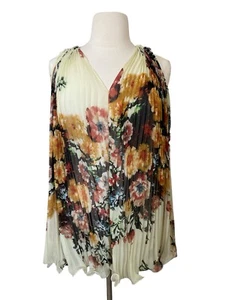 Roberto Cavalli Bloomcore Silk Chiffon Boho Floral Pleated Babydoll Dress Size L - Picture 1 of 7