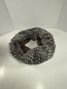 LOFT Super Soft Plush Faux Fur Infinity Scarf Brown White 12" x 36" - Picture 1 of 6