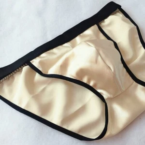 Mens Silk Underwear Briefs Thong G-string Shiny Knickers Sexy Soft Casual Black - Picture 1 of 20