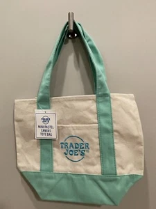 NWT Trader Joe's Pastel Mini Canvas Tote Bags 2025 green - Picture 1 of 2