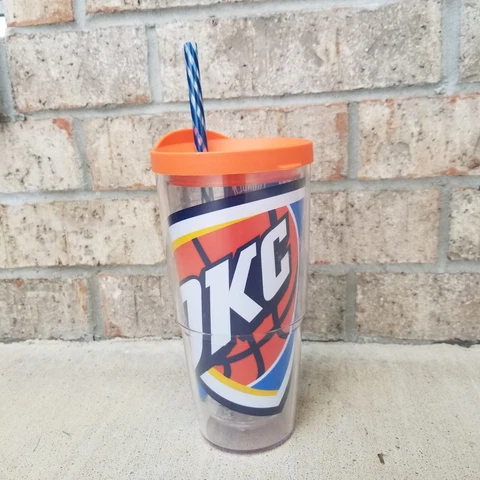 Tervis OKC Oklahoma City Thunder 24 oz. Tumbler W/ Lid /Straw Blue,Orange Cover