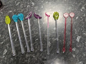 PIMM'S Strawberry Plastic Re-Usable Cocktail Swizzle Stirrers Plus 7 X Different - Picture 1 of 7