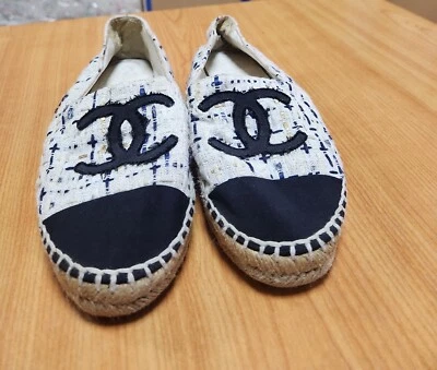 Chanel Ivory Tweed Women's Espadrilles Size 36 Made In Italy - Imagem 1 de 4
