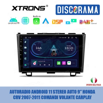 AUTORADIO ANDROID 11 STEREO AUTO 9" HONDA CRV 2007-2011 COMANDI VOLANTE CARPLAY  - Immagine 1 di 4