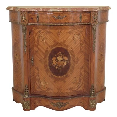 47347EC: Italian Marble Top Inlaid Commode w. Bronze Trim - Image 1 of 4