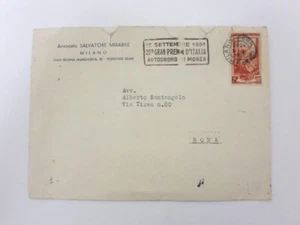 1951 22 Gran Premio D'Italia Autodromo Monza Racing Postage Stamp Envelope - Picture 1 of 5