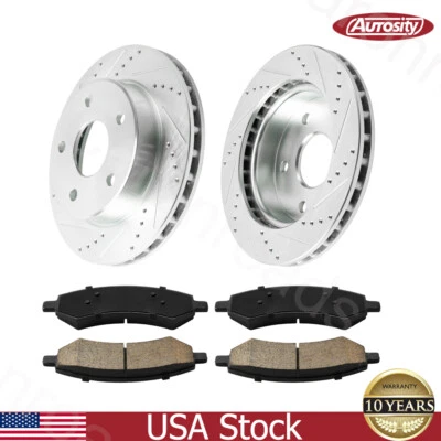 53025/D1084 Front Drilled Disc Rotors + Brake Pads for 2005-2010 Dodge Dakota — 第 1/4 张图片