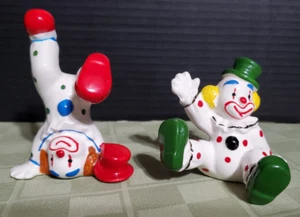 2 Vintage Ceramic Tumbling Clowns - made in Japan - 3.5" tall - Excellent shape - Picture 1 of 7