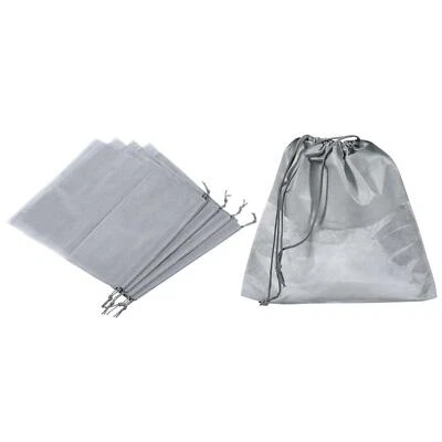 Bolso de mano de tela no tejida de 11,8 pulgadas cubierta antipolvo, paquete de 5 bolsas con cordón, gris Foto 1 de 4