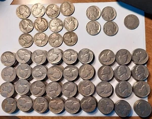 5 ROLLEN VOR 1960 ZIRKULIERT NICKELS 12 KRIEGSNICKS 4 BÜFFEL 1 V BESCHREIBUNG LESEN - Bild 1 von 6