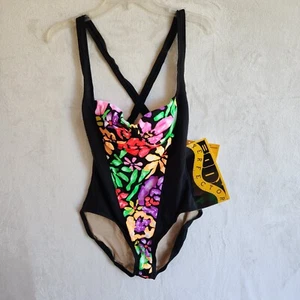 Vintage 90s Body Perfector Retro Womens One-Piece Swimsuit size 12 Made in USA - Picture 1 of 11