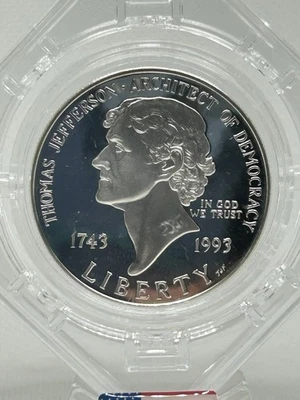 1993 Silver Dollar Thomas Jefferson In Case🇺🇸 - Image 1 of 4