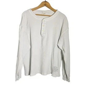 Camisa Henley Térmica Vintage Años 90 Estructura Hombre Manga Larga Blanca Talla Grande - Imagen 1 de 4