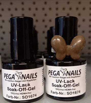 Soak Off Gel  2 x 8 ml Nagel Gellack  Olivgrün + Base Coat UV Lack , SO 1674 - Bild 1 von 4