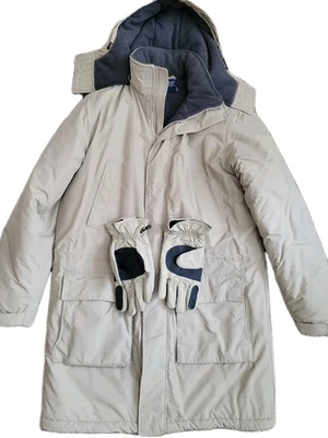 Lands’ End Squall Stadium Winter Coat Beige Men's M/T Tall LONG with gloves - Image 1 of 4