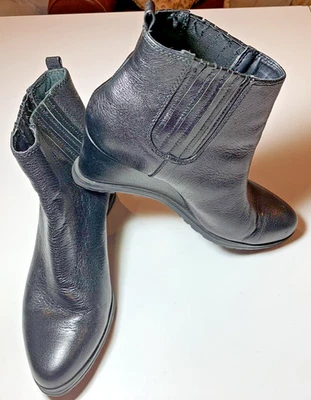 Botines Ellen Tracy Terence de cuero negro con cuña talla 7,5 M para mujer Foto 1 de 4