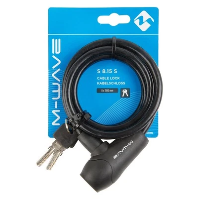 M-Wave S 8.15 S 8mm Cable Lock with Keys, Silicone-Coated, 8x1500mm Black - Image 1 of 2