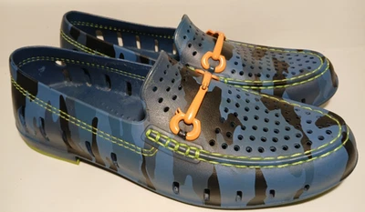 Flotadores - Azul/Lima Agua Camuflaje Sin Cordones Naranja Chairman Bit Mocasines Para Hombre Talla 13 Foto 1 de 4