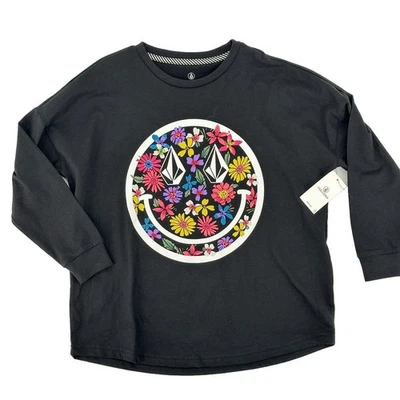 Camisa Volcom Werkin Doble Mod Hippie Floral Cara Sonriente Niñas Talla XS 5 6 Foto 1 de 4