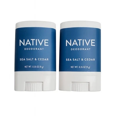 2 x Mini desodorante nativo sal marina y cedro 0,35 oz tamaño de viaje paquete de 2 Foto 1 de 3