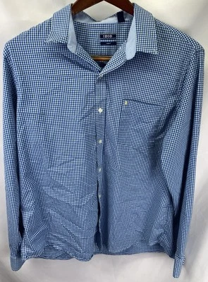 Izod Slim Fit Men’s XL Blue Check Plaid Long Sleeve Button Up Stretch Shirt - Image 1 of 4
