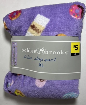 Bobbie Brooks флис фиолетовый сна брюки кофе/пончики женский размер XL (16) новый - Изображение 1 из 3