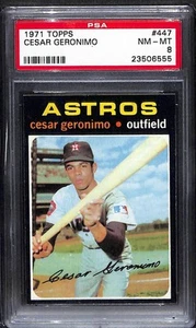 1971 Topps #447 Cesar Geronimo - Set Break! PSA 8 RC - Foto 1 di 2