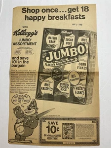 1969 Hanna Barbera BANANA SPLITS Kellogg’s Jumbo Cereal Box Ad - Picture 1 of 2