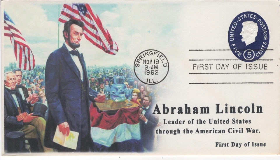 AO-U544-2, 1962, Abraham Lincoln, Postal Stationary. 5 cent, Add-on Cachet, Firs - Image 1 of 1