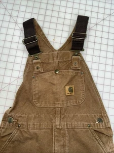 CARHARTT OVERALLS YOUTH MEDIUM 10-12 BROWN CANVAS Pre-Owned - Picture 1 of 16