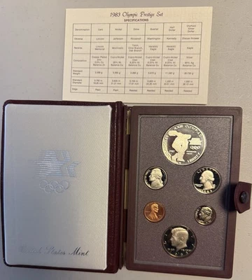 Juego de Prestigio Prueba Olímpica 1983-S con Dólar Conmemorativo PLATA Foto 1 de 2