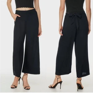 NWT! Wilfred Black Faun Ankle Wide Leg High Waisted Pants Tie Belt Sz Medium - Picture 1 of 13