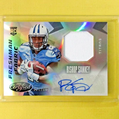 BISHOP SANKEY 2014 Rookie  Certified JSY AUTO /699 Freshman Fabric  #207  Titans - Image 1 of 2