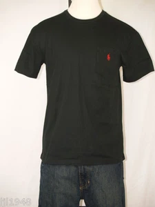 Polo Ralph Lauren Black Pocket T-shirt Polo Pony 100% Cotton S M XL NWT - Picture 1 of 1