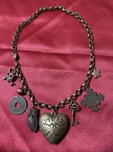 Bronze Necklace Lot Fossil Charm Necklace - Picture 1 of 6