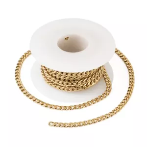 5M 304 Catene Cordolo Oro Acciaio Inox Catena Torta con Piscina 6,5x4,5 mm - Foto 1 di 8