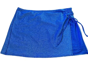 No Boundaries Lurex Skirt Swim Coverup Blue Glitter Shimmer Juniors sz; L, XL - Picture 1 of 2