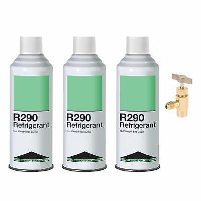 Refrigerant R290 Upright Charging Self Sealing Can 8oz - 3 Pack With K28 Can Tap • 47.95$