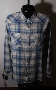 Men's LUCKY BRAND Blue "Western" Sanp Button Long Sleeve Shirt Size XXL - Picture 1 of 6
