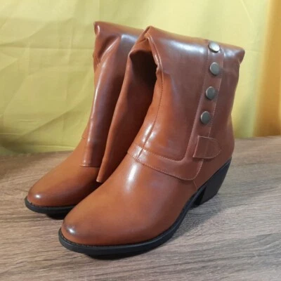 Pierre Dumas 及膝皮靴 威尼斯纽扣 浅棕色 尺寸 全新带盒 SH16 — 第 1/4 张图片