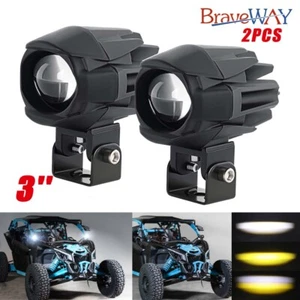 Pair 3" inch LED Work Light Bar Amber White Spot Pods For Polaris Can-am UTV ATV - Picture 1 of 17