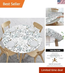 Elastic Edged Round Leaf Fitted Table Cloth Cover, Home Decorative Tablecloth... - Picture 1 of 6