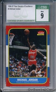 1996-97 Fleer Decade of Excellence #4 Michael Jordan CSG 9 Mint QTY (1986 Fleer)