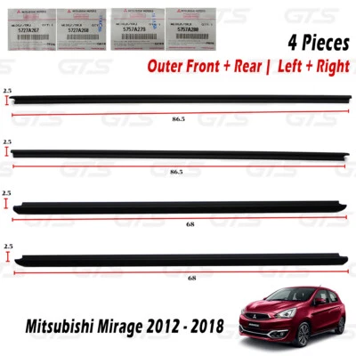 For Mitsubishi Mirage Space Star 2012 18 Set 4dr Outer Weatherstrip Door Belt - Image 1 of 4