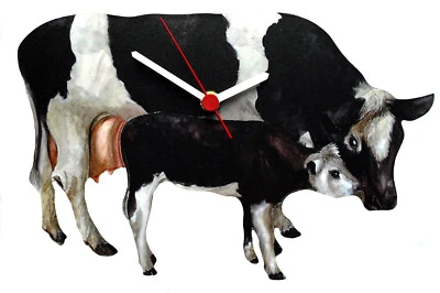 LARKRISE DESIGNS Reloj de vaca y ternero Fresian - Vacas Fresian - Reloj de vaca - Relojes de vaca MB1-C