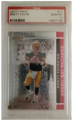 2007 Topps Finest Brett Favre card graded PSA 10 POP 15 - Image 1 of 2