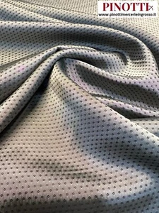 TESSUTO STOFFA JACQUARD GRIGIO A ROMBINI PERLA/NERO - 100% VISCOSA / ALTO CM.140 - Picture 1 of 2