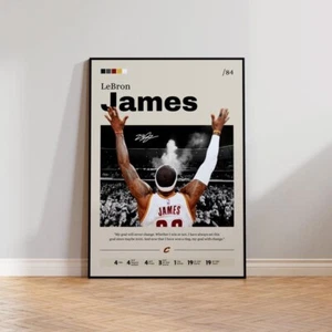 LeBron James Poster, LeBron James Wall Art Print, Basketball Poster No Frame - Picture 1 of 7
