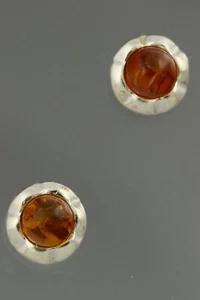Genuine BALTIC AMBER Cognac Silver Stud Earrings 1.1g 191112-7 - Picture 1 of 3